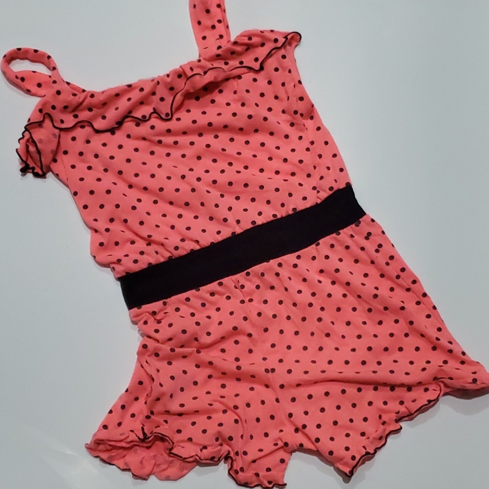 Girls Ruffled Polkadot Shorts Romper-6X - Picture 6 of 8
